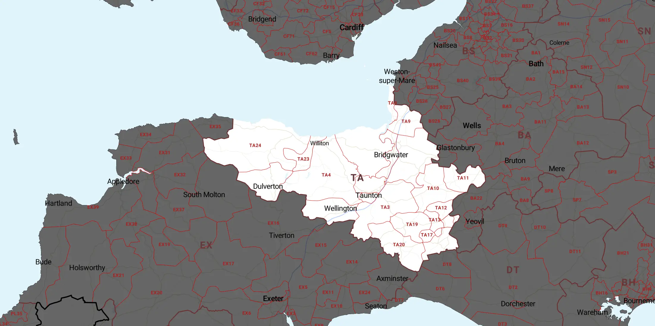 Service Areas Map